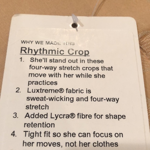 NWT Ivivva by Lululemon Rhythmic Crop NWT Size 14 Girls Legging IG6310S - Picture 10 of 16